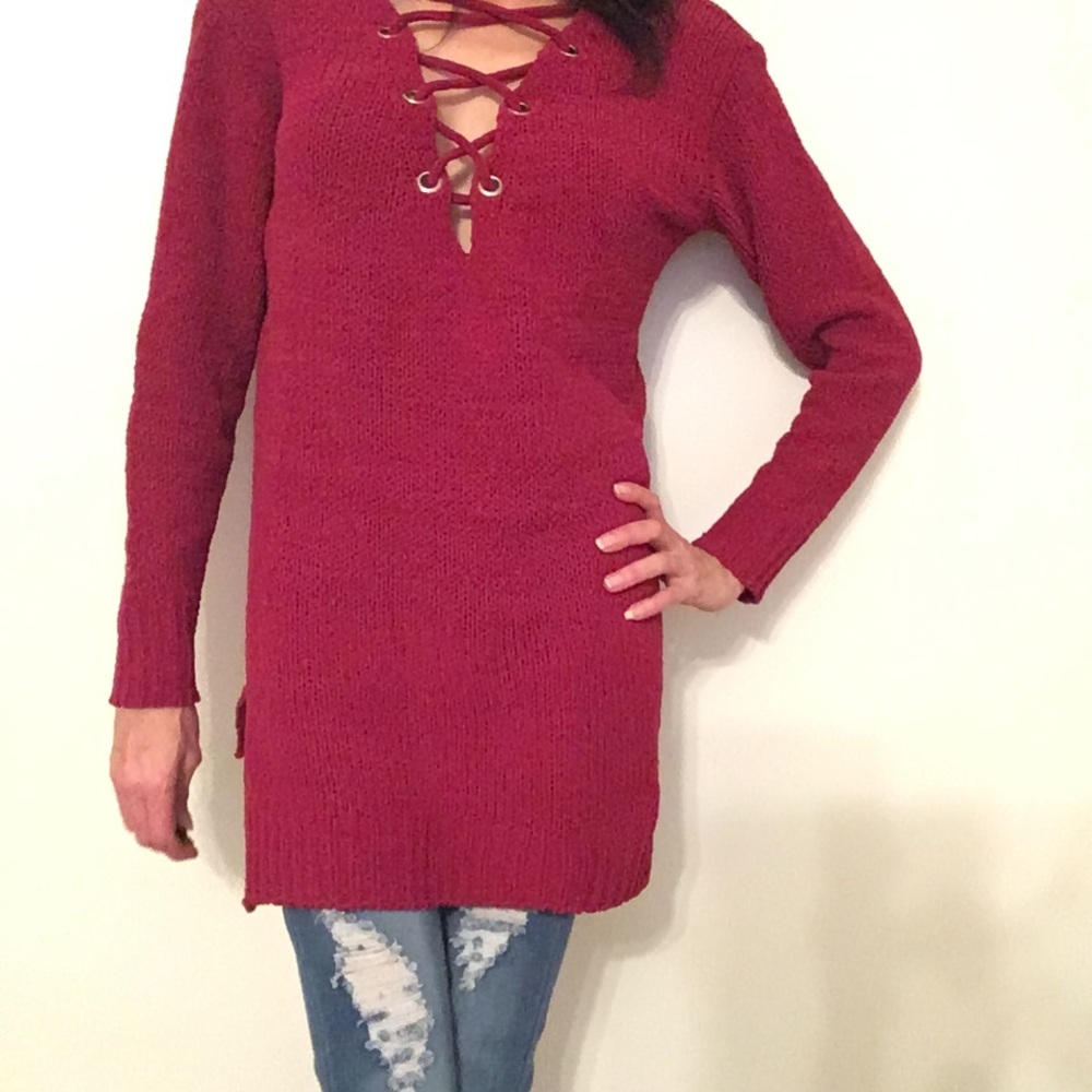 Lace Up Sweater - Picture 2 of 5